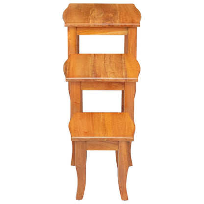 vidaXL Nesting Side Tables 3 pcs Natural Solid Mahogany Wood