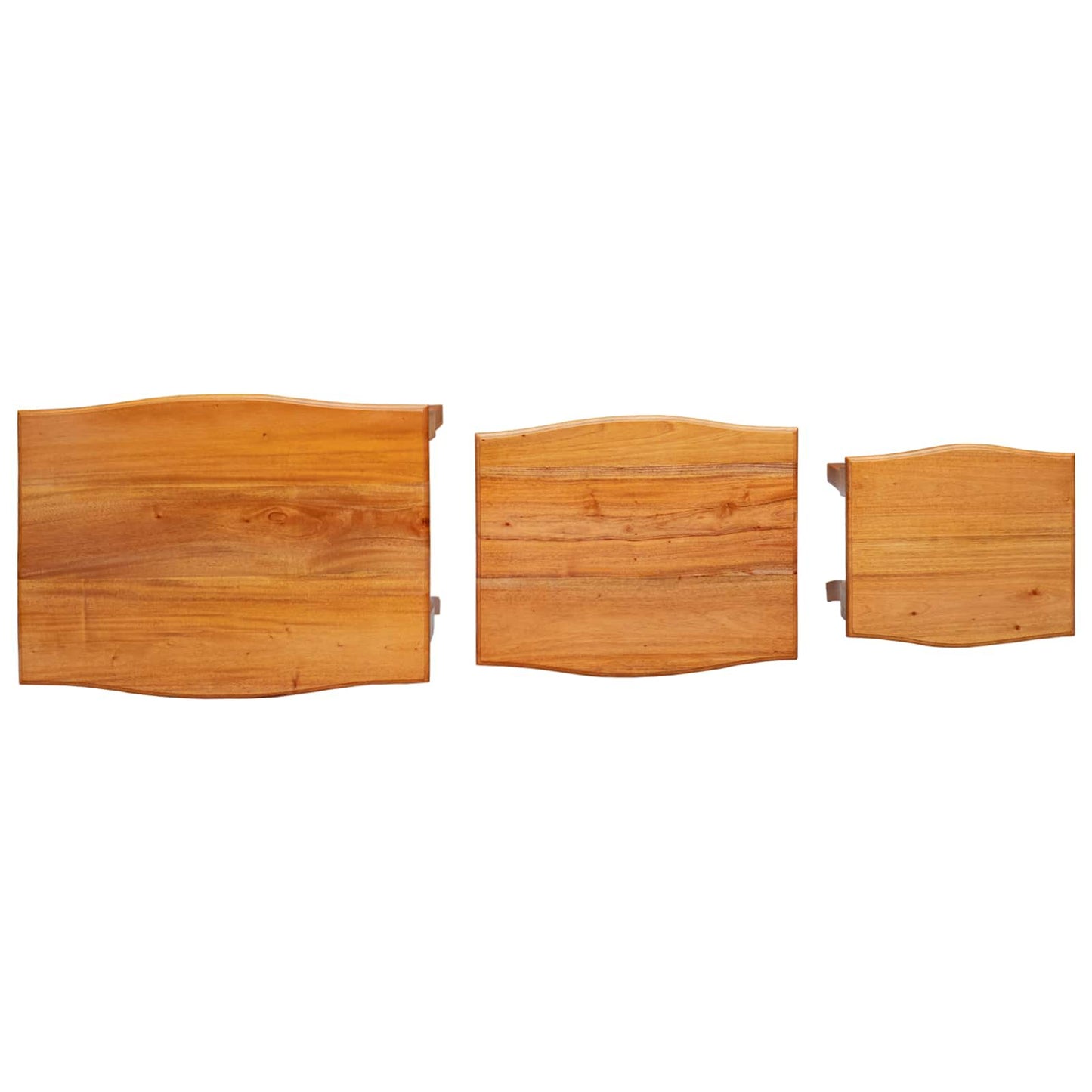 vidaXL Nesting Side Tables 3 pcs Natural Solid Mahogany Wood