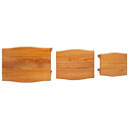 vidaXL Nesting Side Tables 3 pcs Natural Solid Mahogany Wood