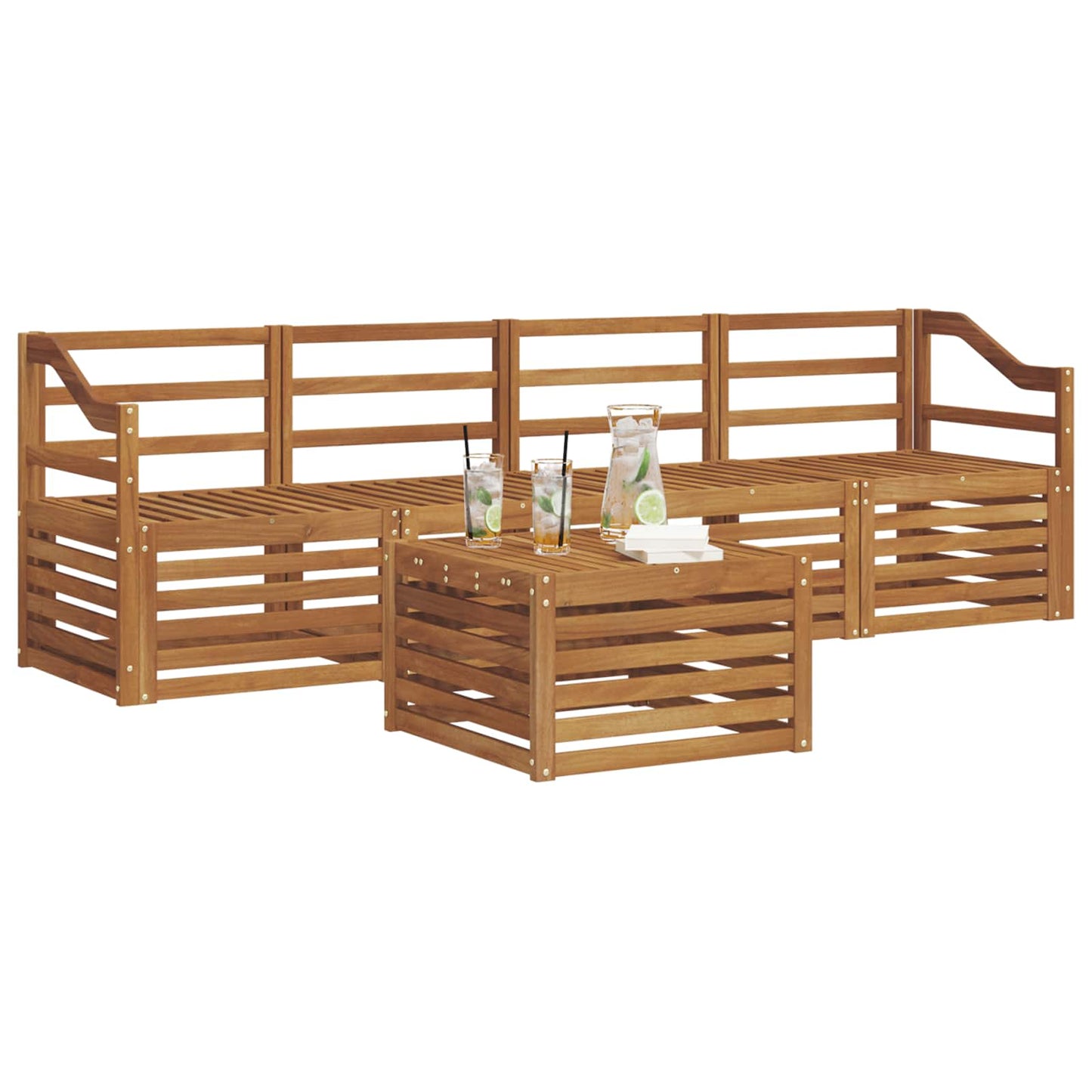 vidaXL Sofa Sets 5 pcs Natural Solid Acacia Wood