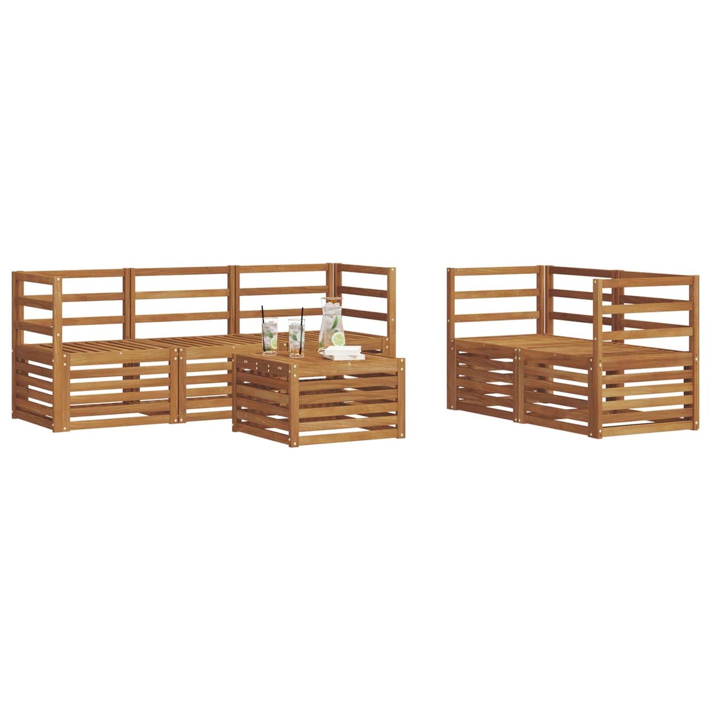 vidaXL Outdoor Sofa Set 6 pcs Natural Solid Acacia Wood