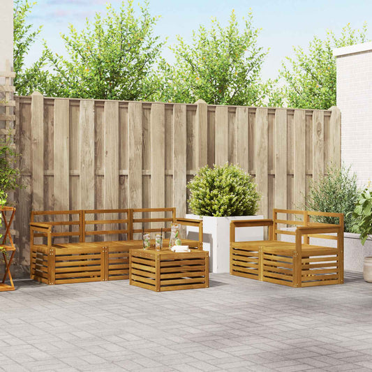 vidaXL Outdoor Sofa Set 6 pcs Natural Solid Acacia Wood