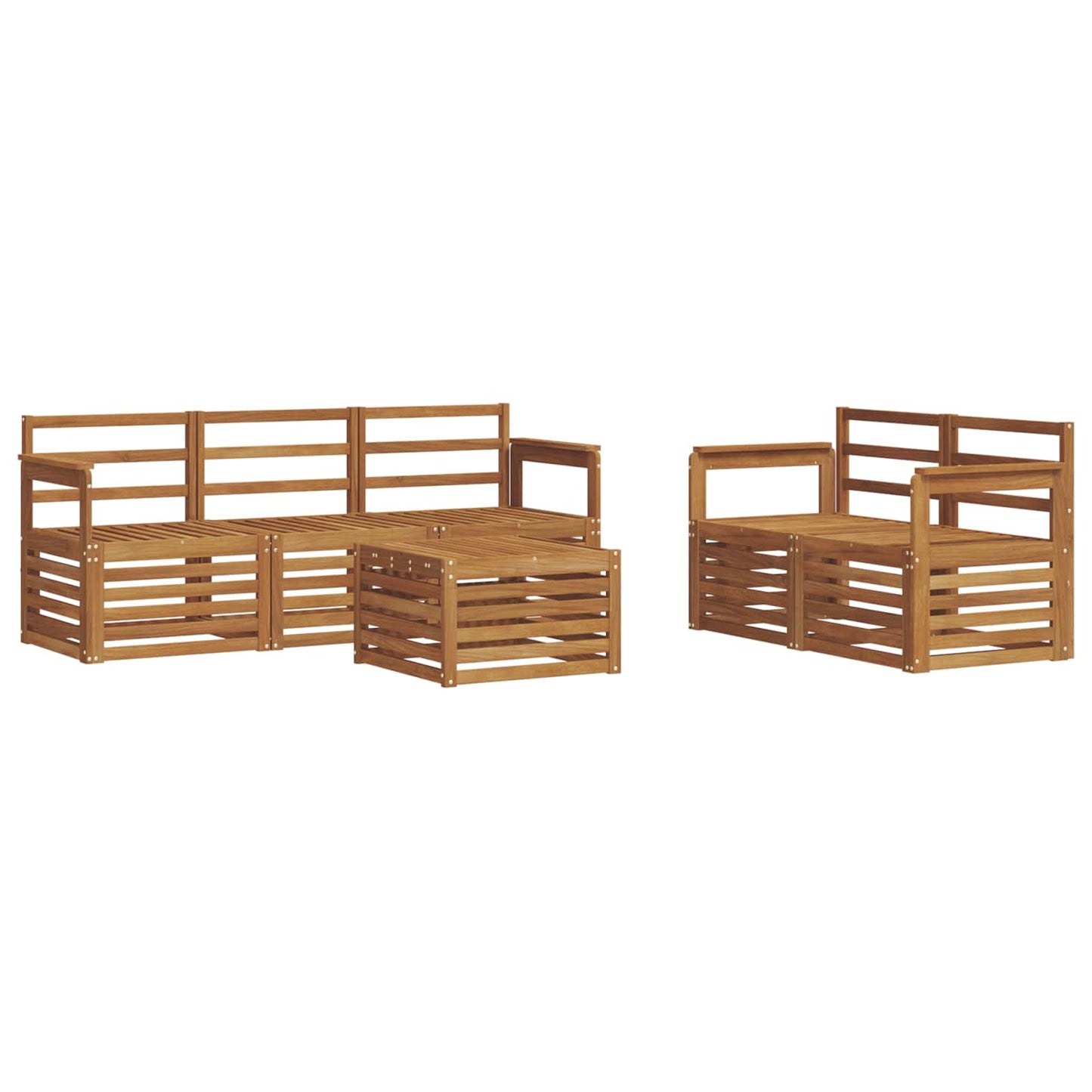 vidaXL Outdoor Sofa Set 6 pcs Natural Solid Acacia Wood