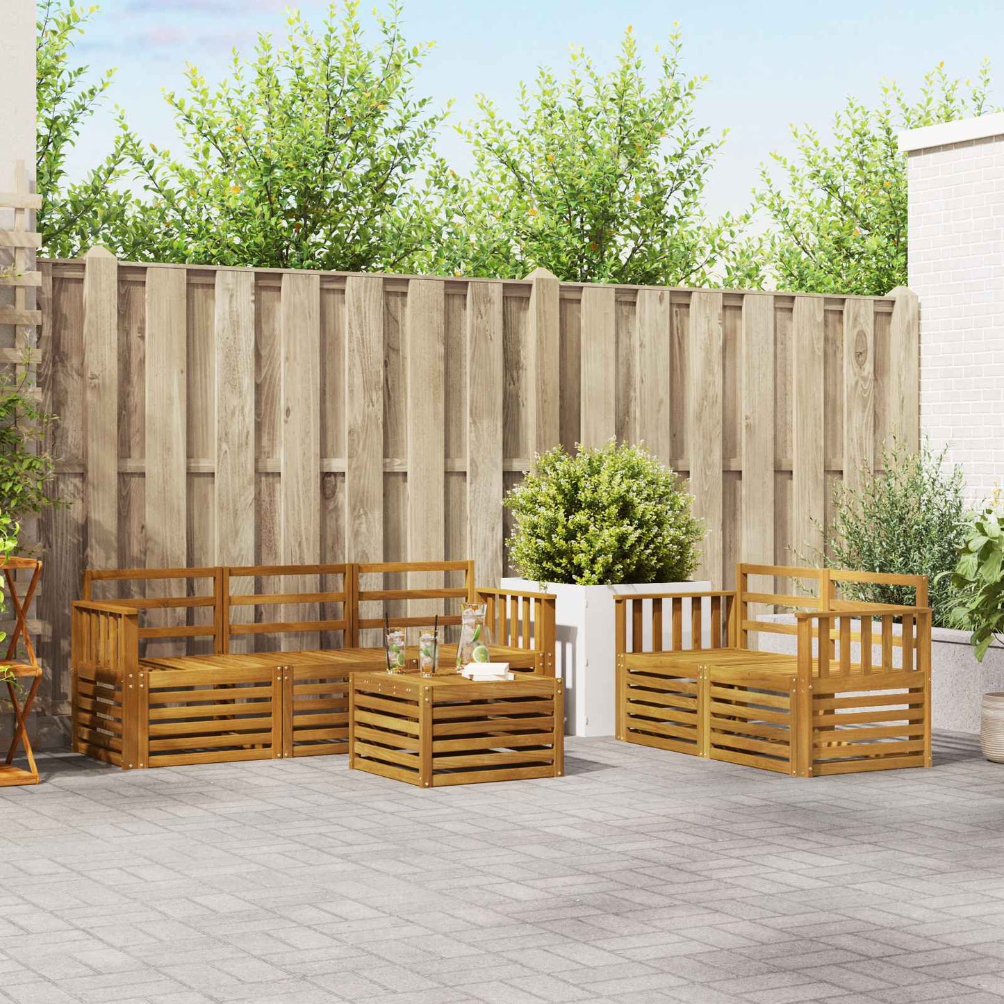 vidaXL Outdoor Sofa Set 6 pcs Natural Solid Acacia Wood