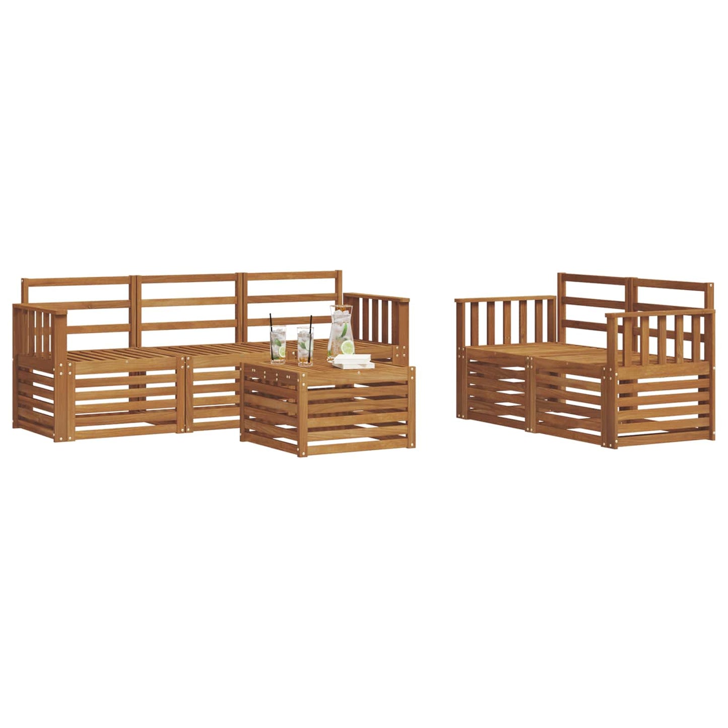 vidaXL Outdoor Sofa Set 6 pcs Natural Solid Acacia Wood