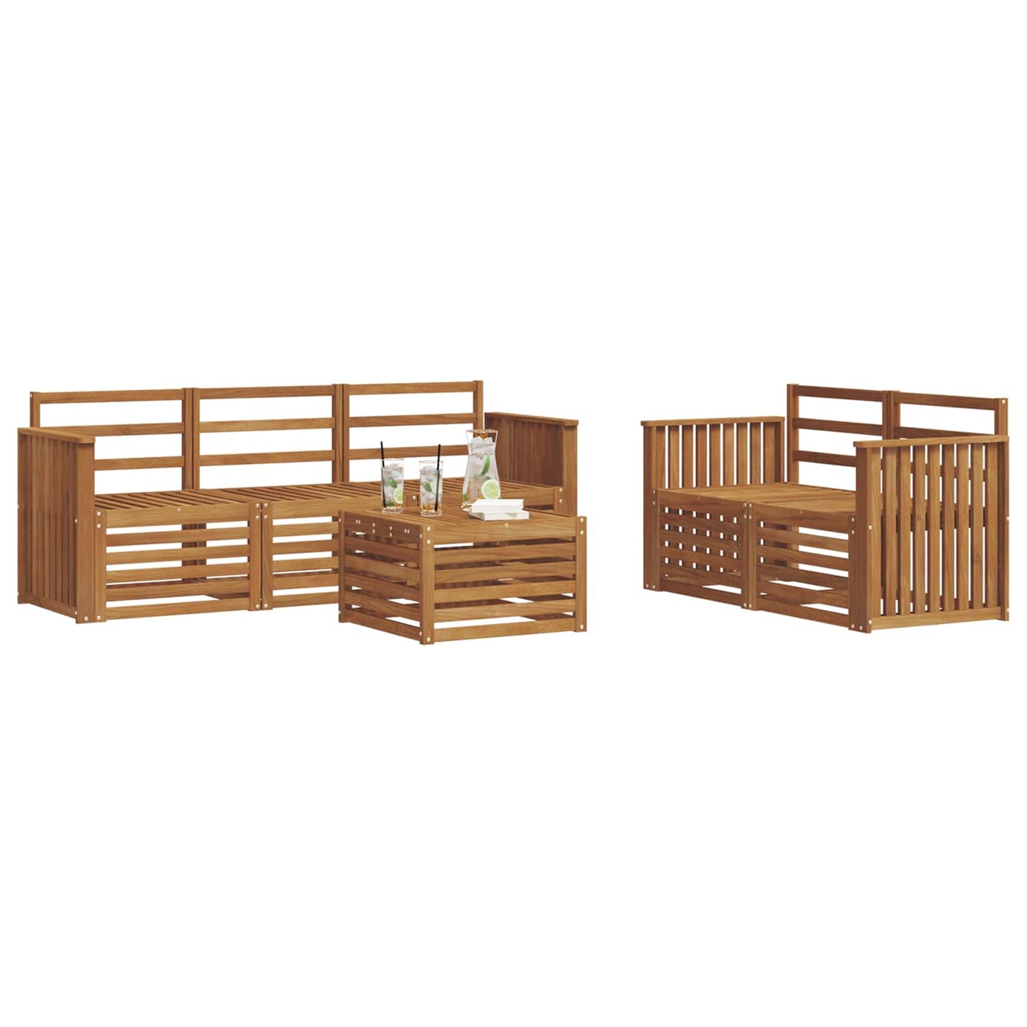vidaXL Outdoor Sofa Set 6 pcs Natural Solid Acacia Wood