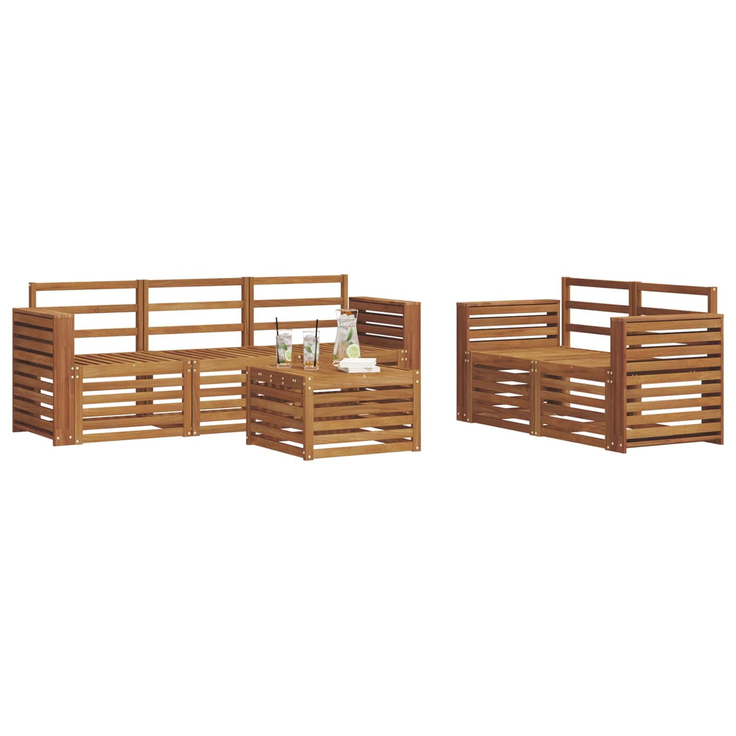 vidaXL Outdoor Sofa Set 6 pcs Natural Solid Acacia Wood