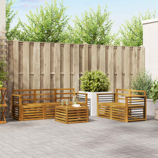 vidaXL Outdoor Sofa Set 6 pcs Natural Solid Acacia Wood