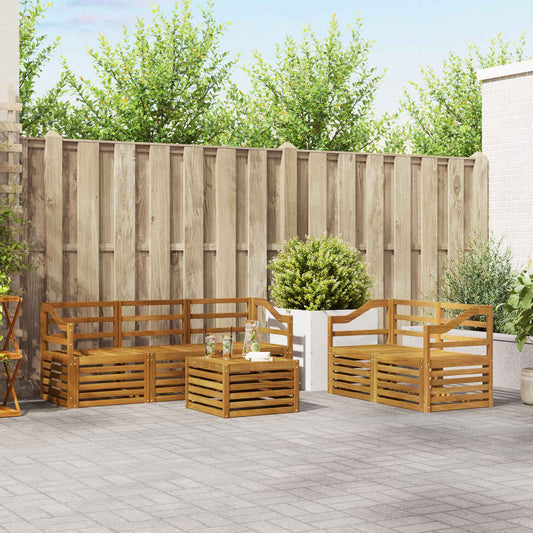 vidaXL Outdoor Sofa Set 6 pcs Natural Solid Acacia Wood