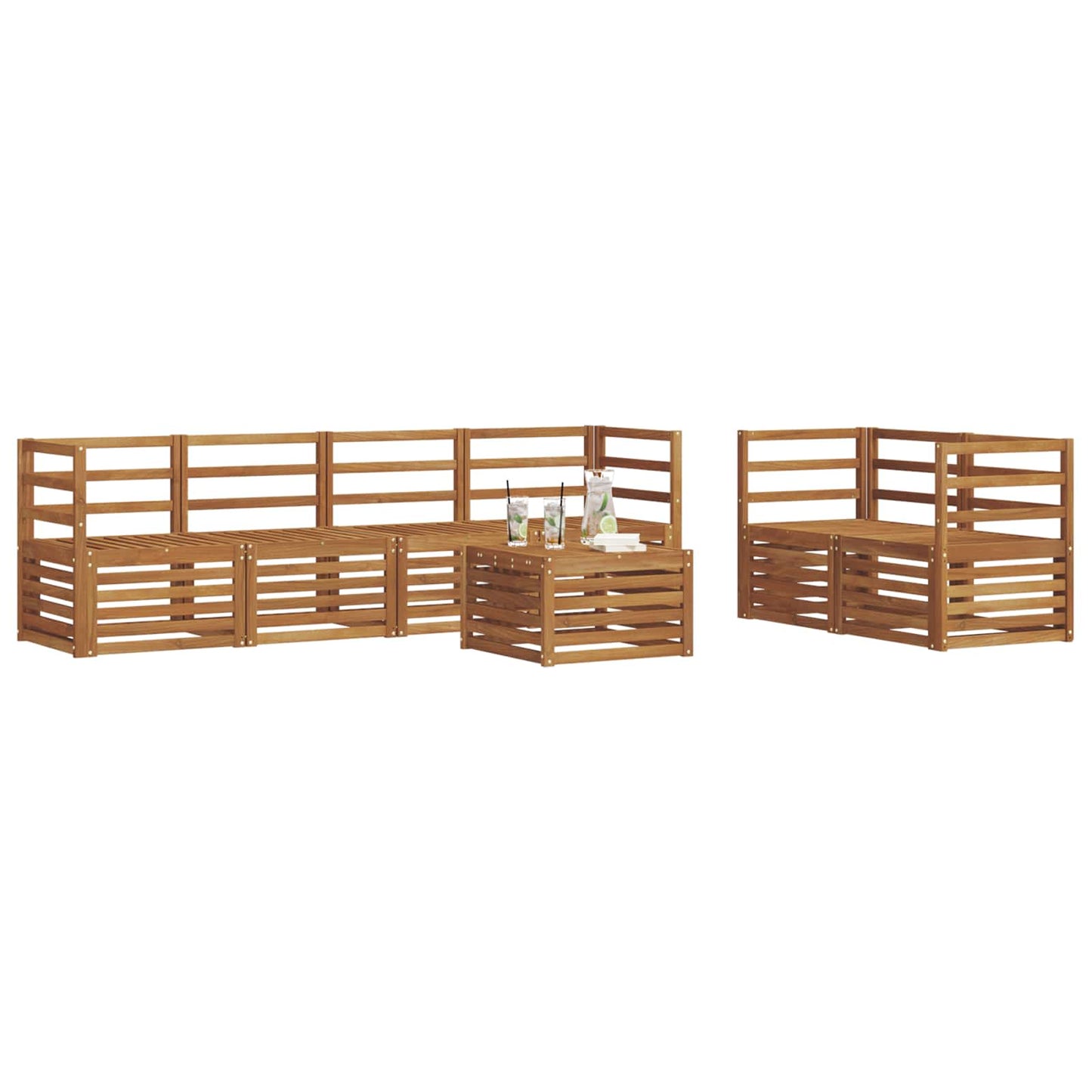 vidaXL Outdoor Sofa Set 7 pcs Natural Solid Acacia Wood