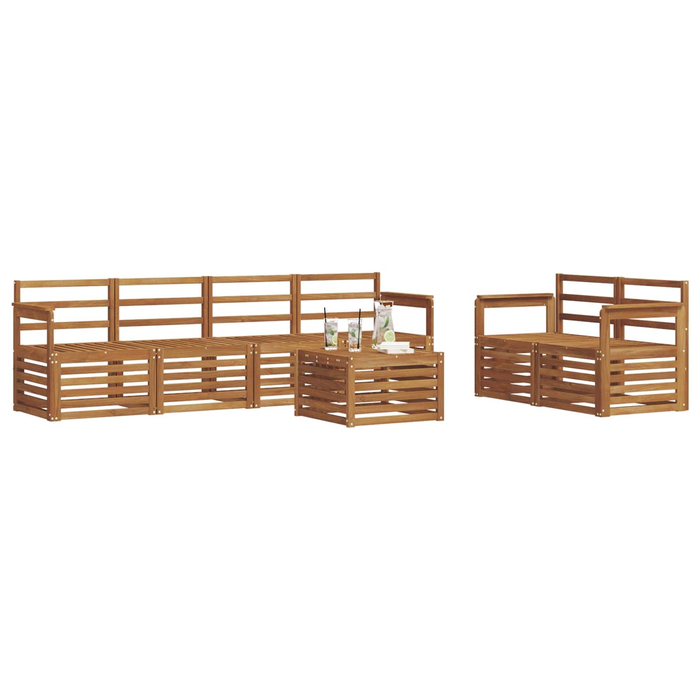 vidaXL Outdoor Sofa Set 7 pcs Natural Solid Acacia Wood