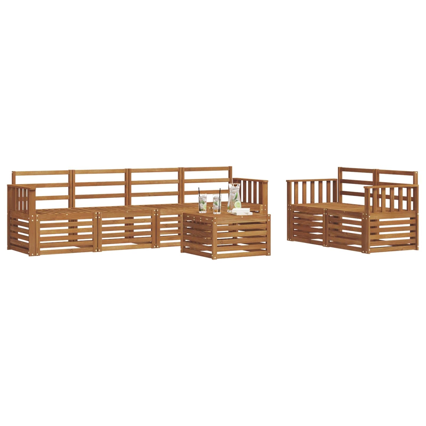 vidaXL Outdoor Sofa Set 7 pcs Natural Solid Acacia Wood