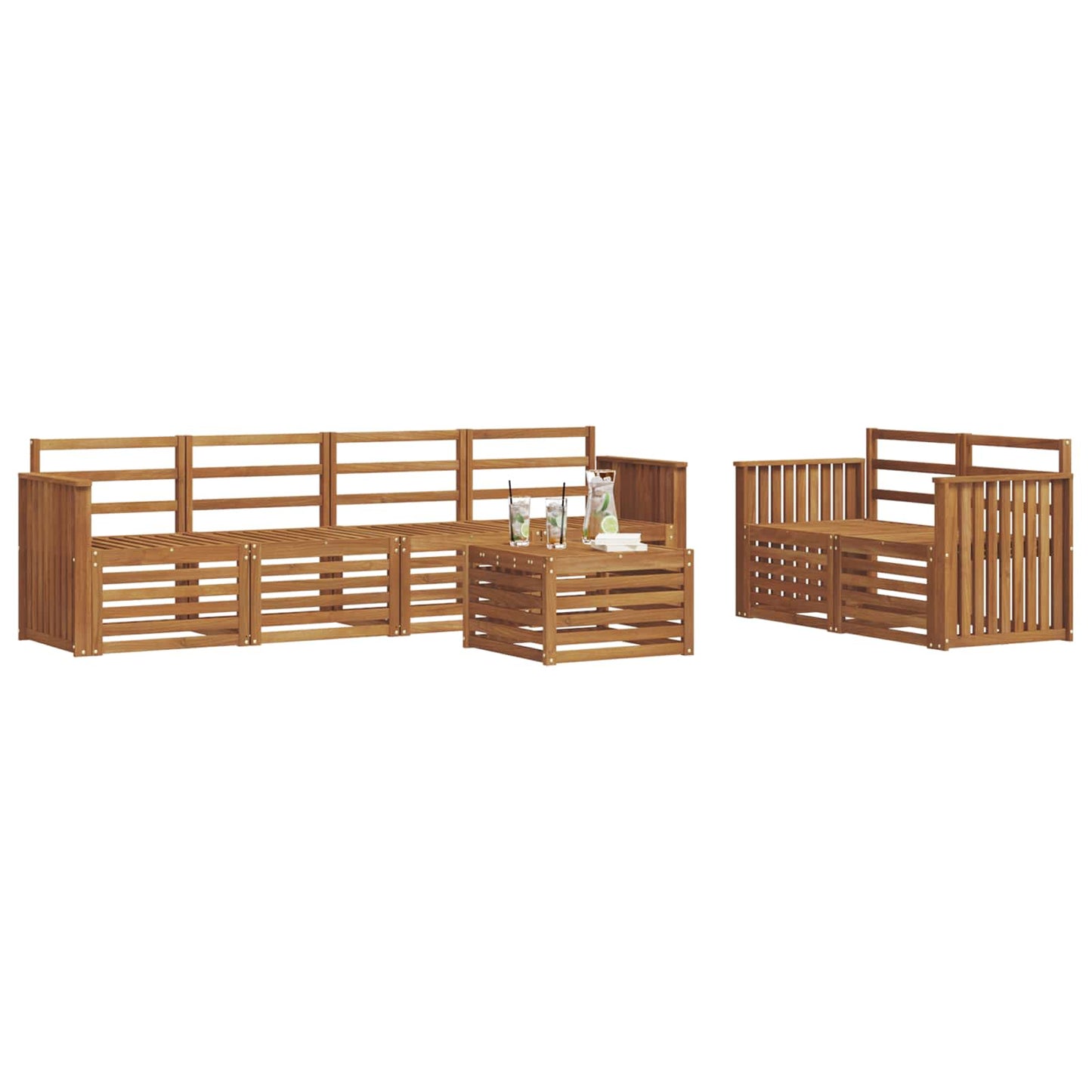 vidaXL Outdoor Sofa Set 7 pcs Natural Solid Acacia Wood