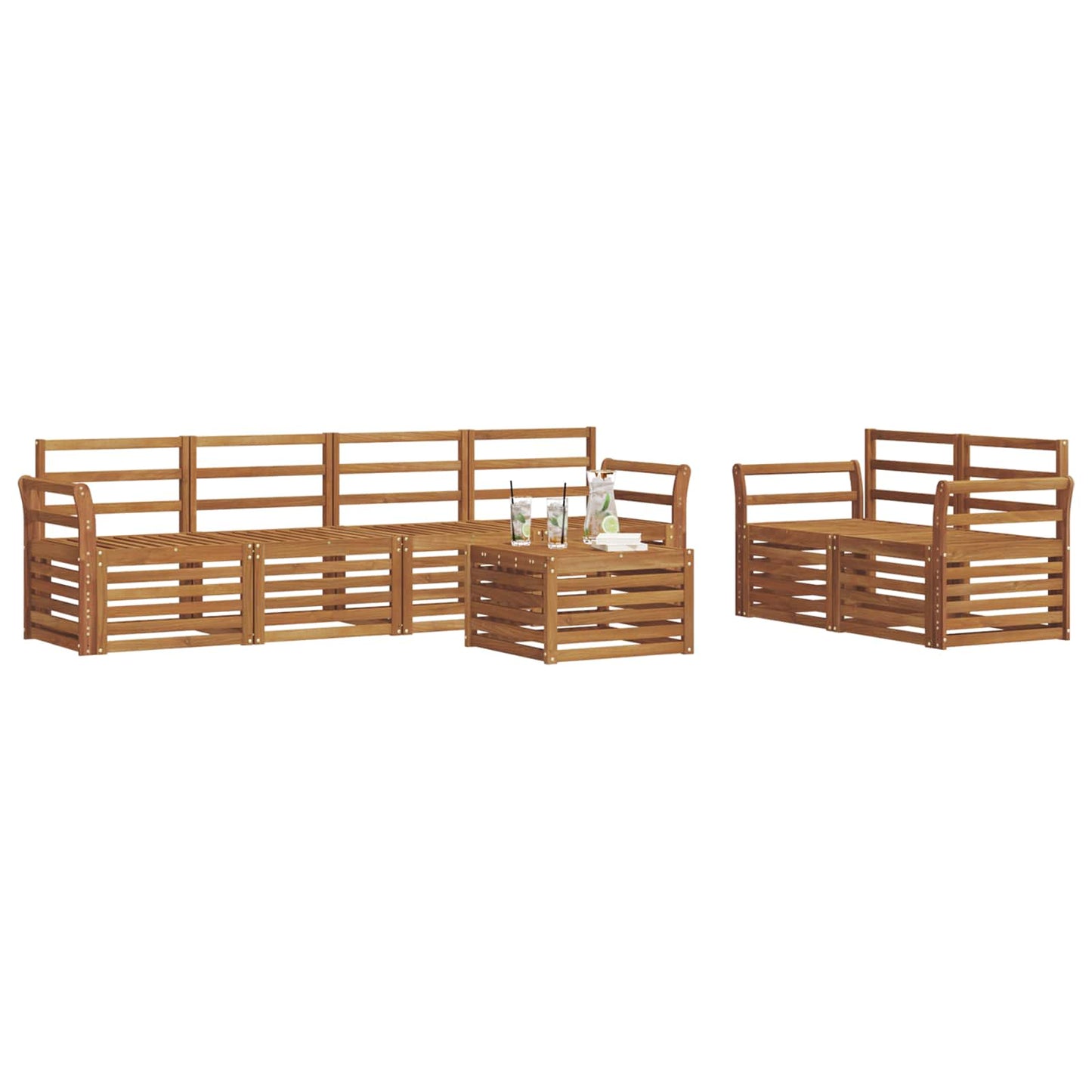 vidaXL Outdoor Sofa Set 7 pcs Natural Solid Acacia Wood