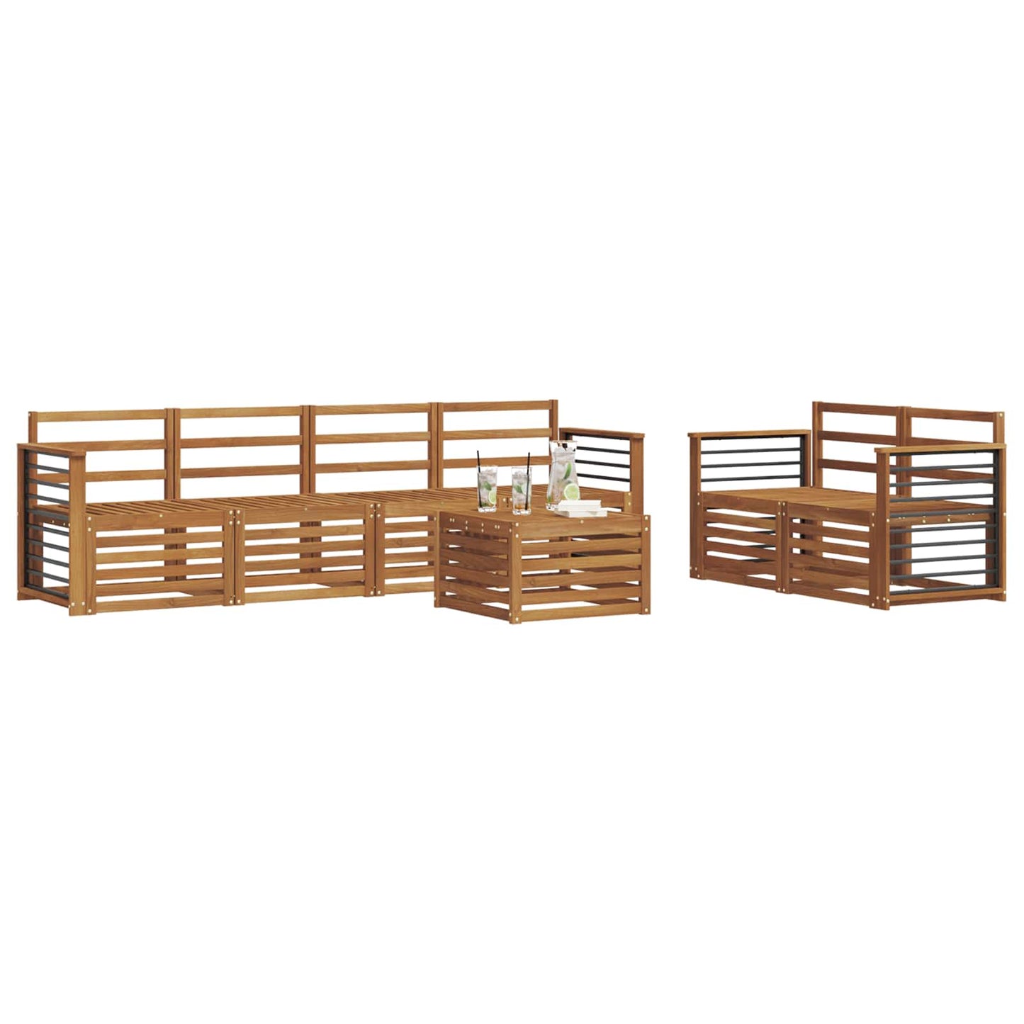 vidaXL Sofa Sets 7 pcs Natural Solid Acacia Wood