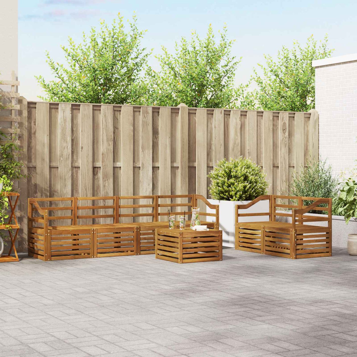 vidaXL Outdoor Sofa Set 7 pcs Natural Solid Acacia Wood