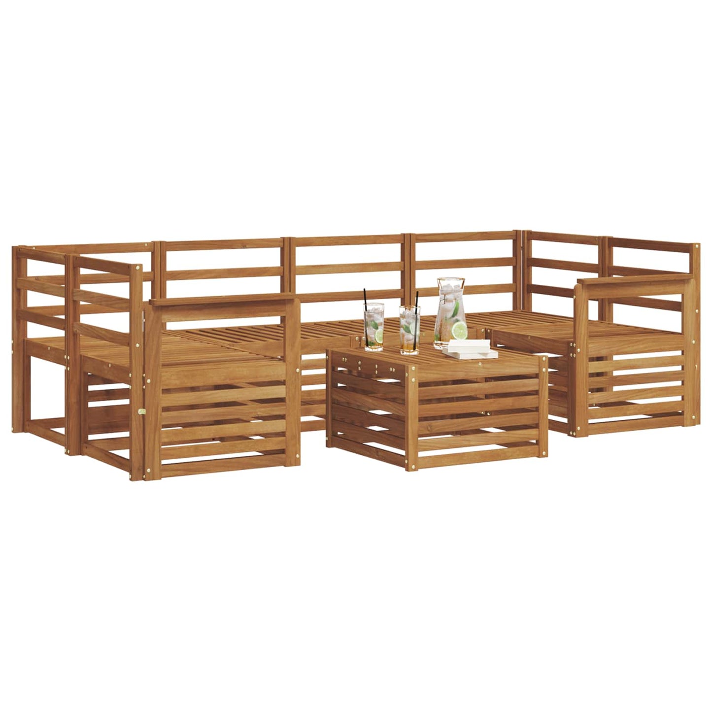 vidaXL Outdoor Sofa Set 7 pcs Natural Solid Acacia Wood