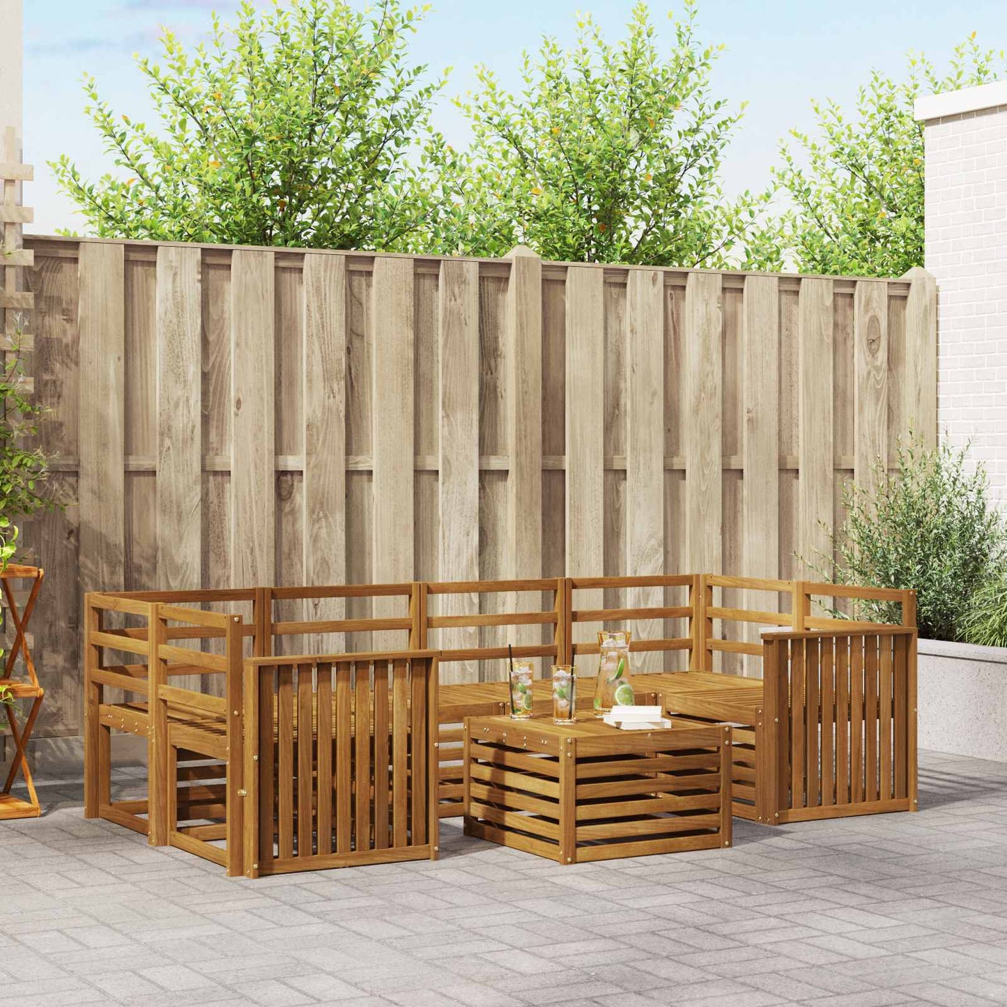 vidaXL Outdoor Sofa Set 7 pcs Natural Solid Acacia Wood