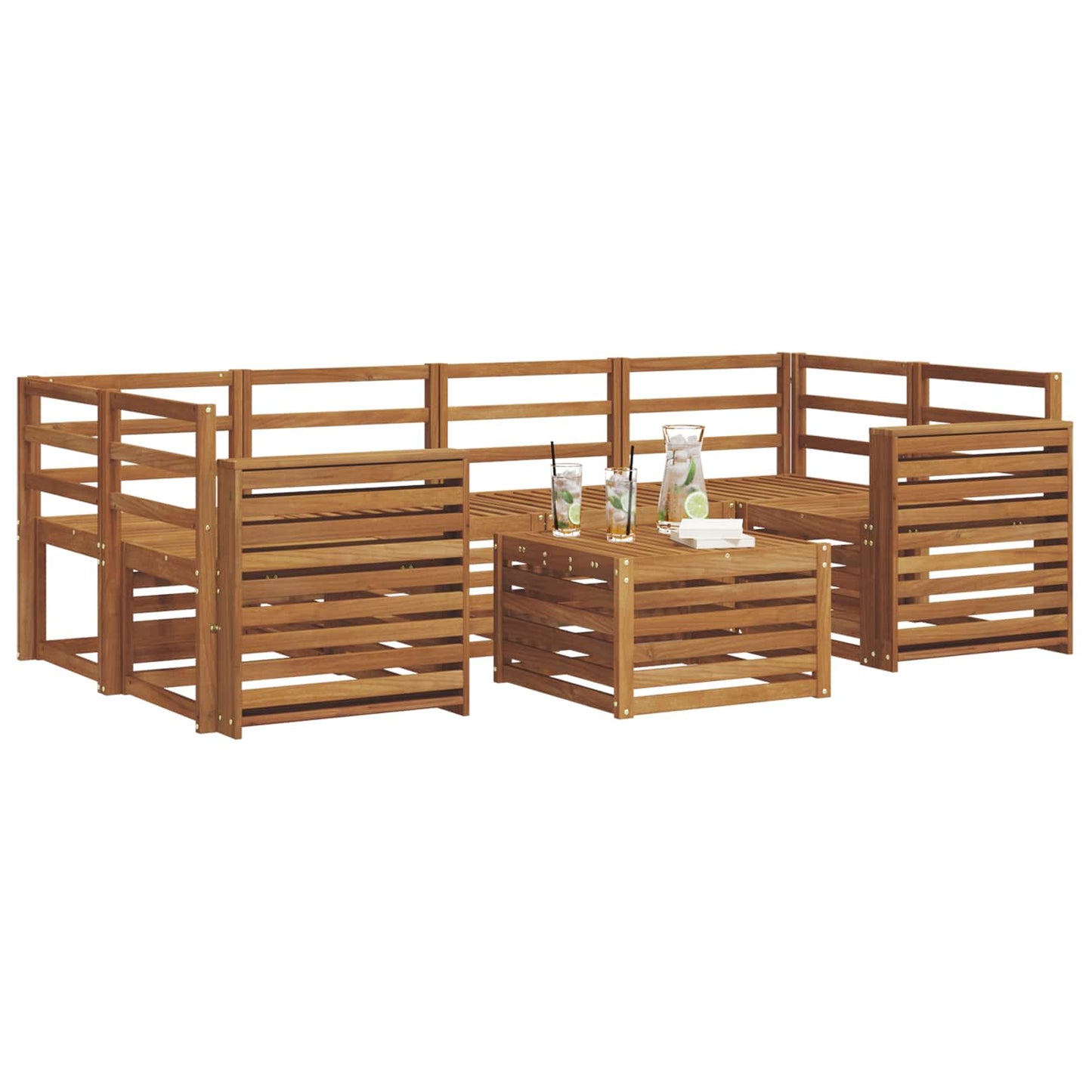 vidaXL Outdoor Sofa Set 7 pcs Natural Solid Acacia Wood