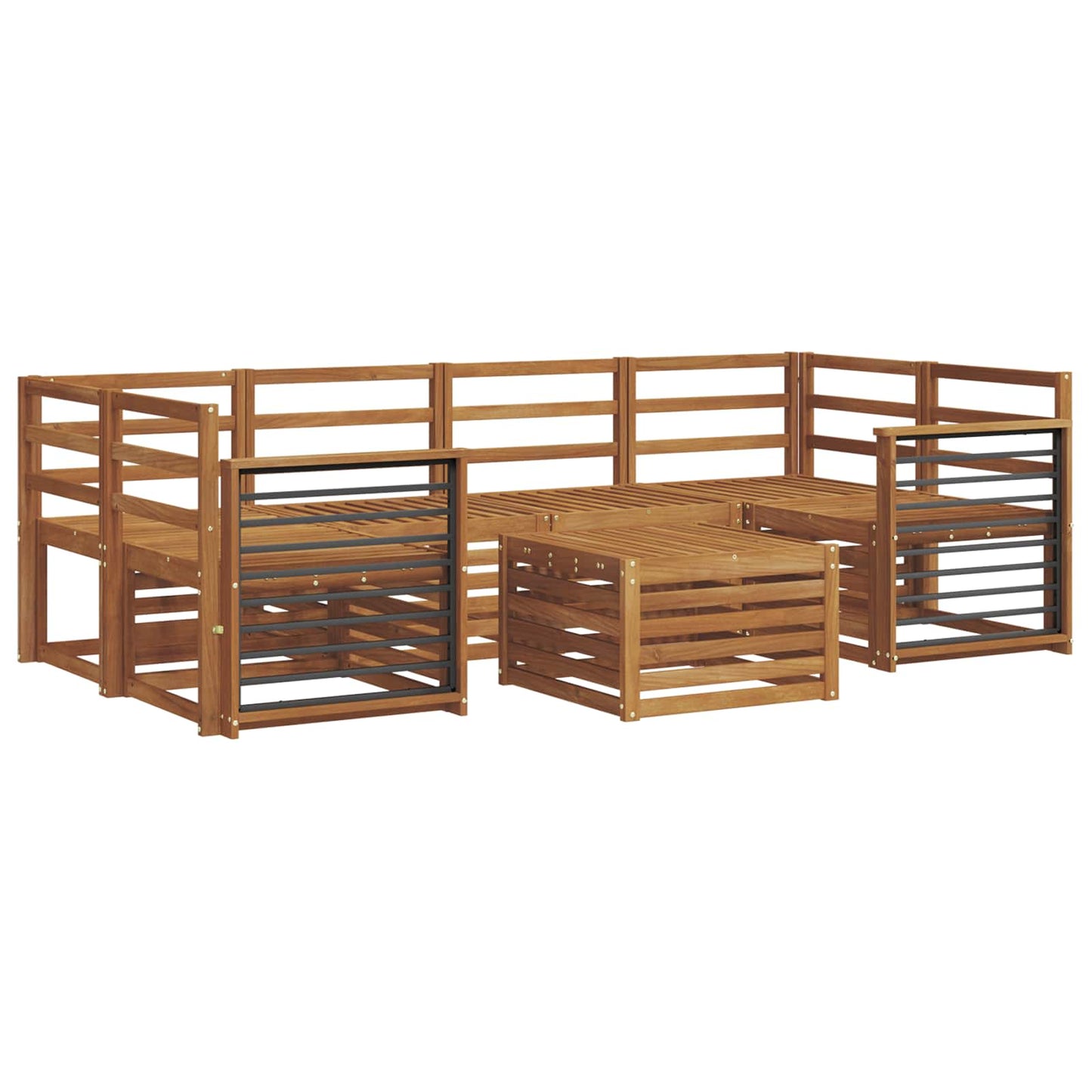 vidaXL Sofa Sets 7 pcs Natural Solid Acacia Wood