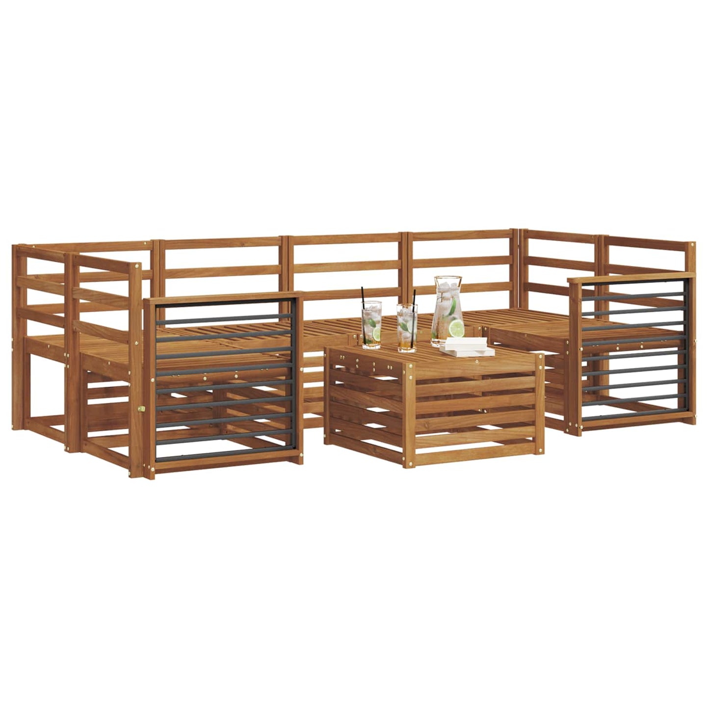 vidaXL Sofa Sets 7 pcs Natural Solid Acacia Wood