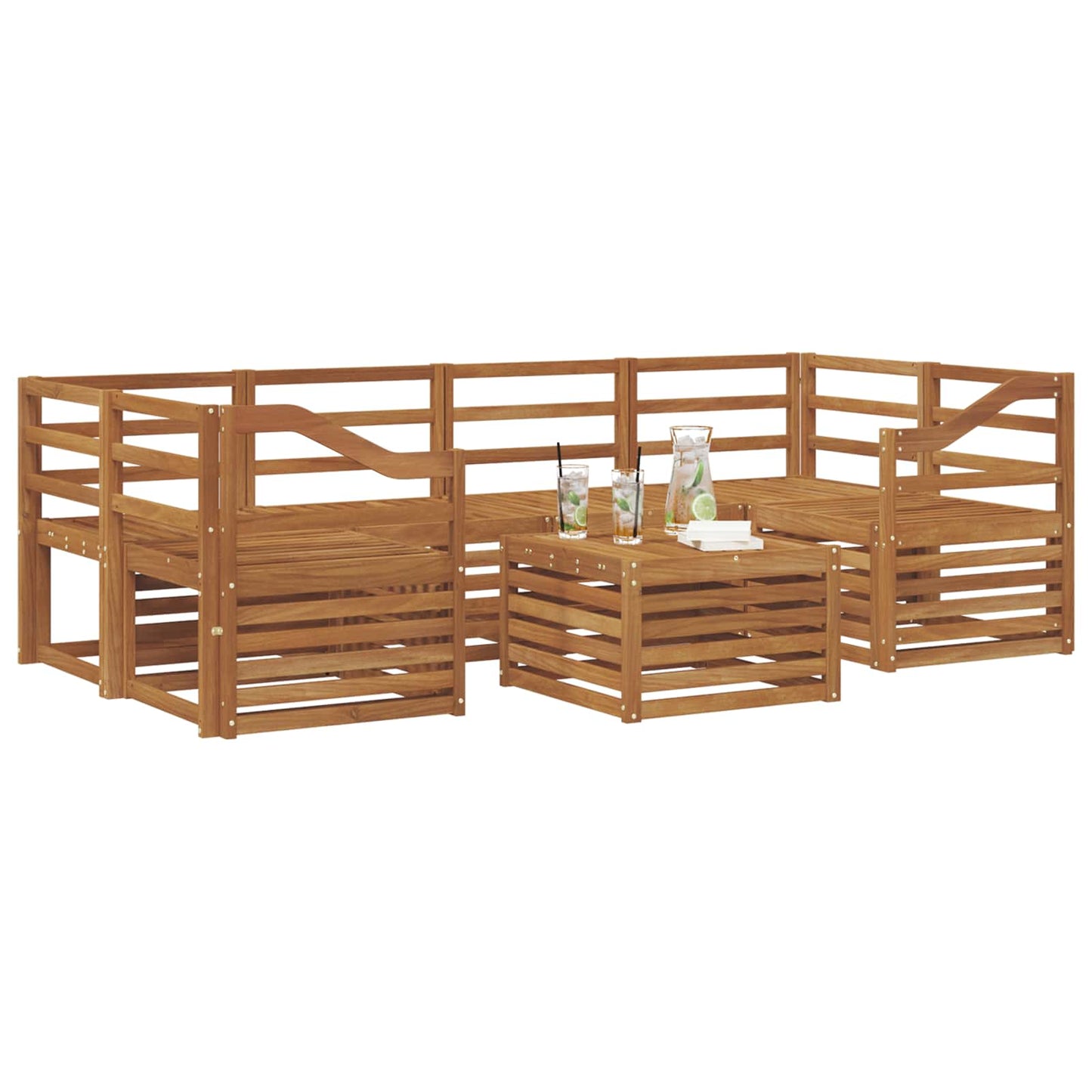 vidaXL Outdoor Sofa Set 7 pcs Natural Solid Acacia Wood