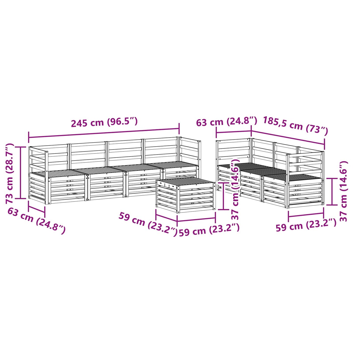 vidaXL Sofa Sets 8 pcs Natural Solid Acacia Wood