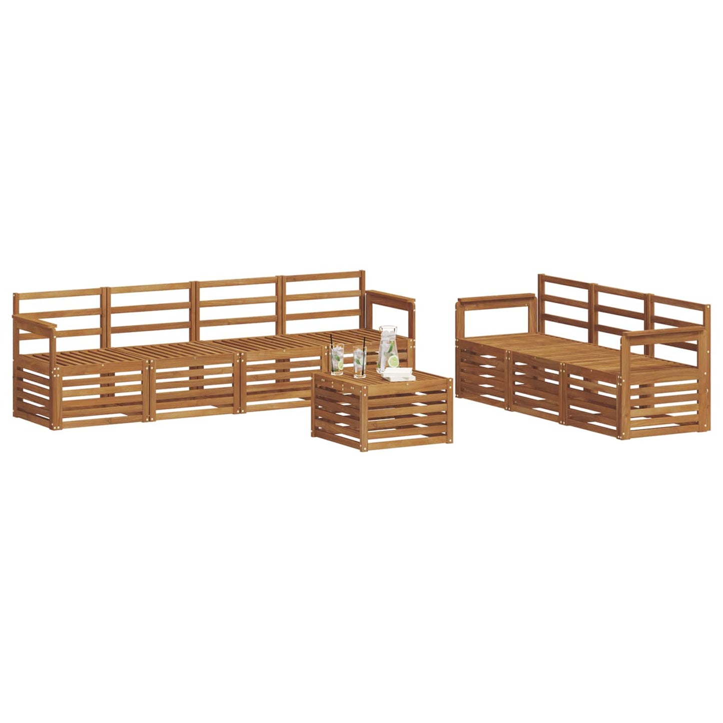vidaXL Sofa Sets 8 pcs Natural Solid Acacia Wood