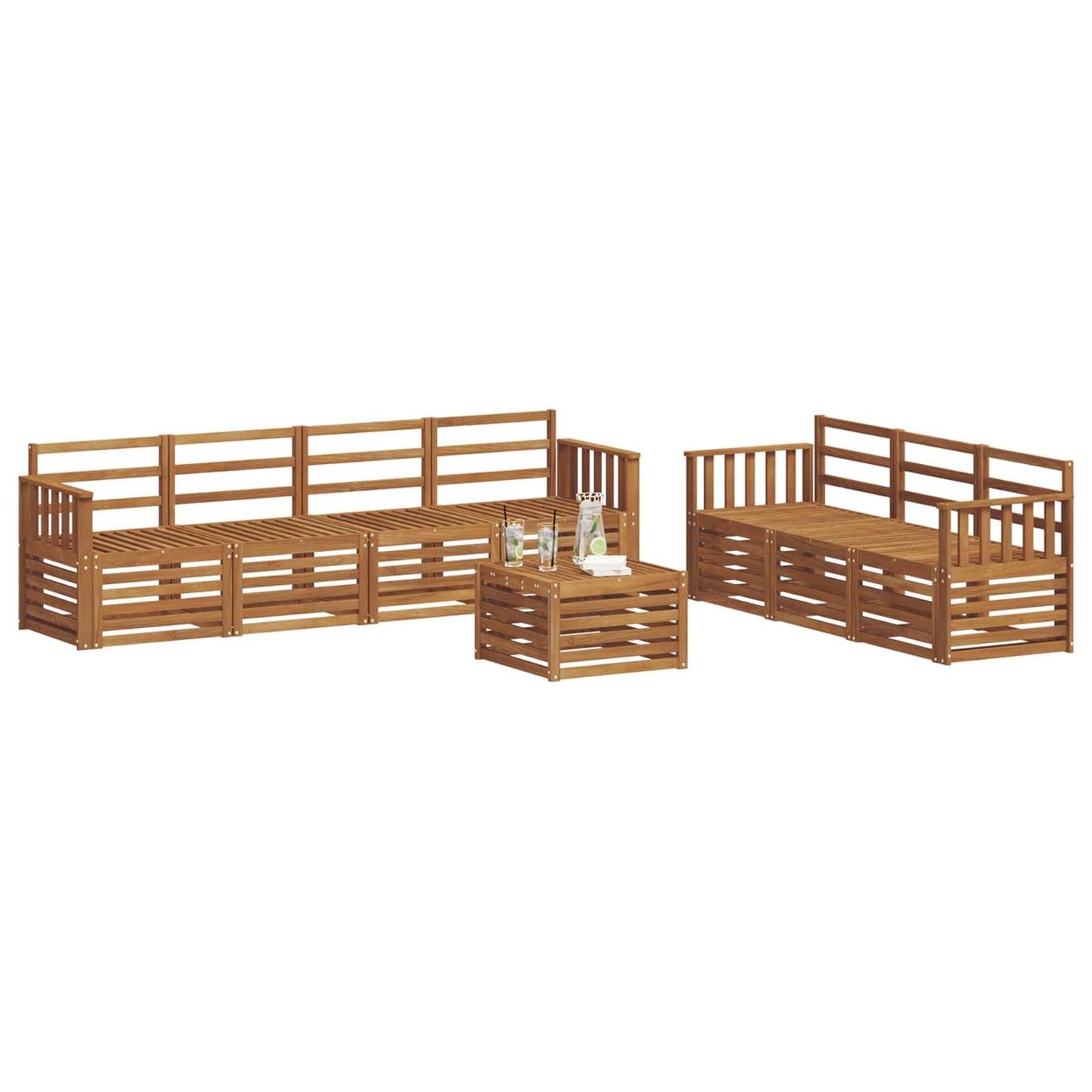 vidaXL Sofa Sets 8 pcs Natural Solid Acacia Wood
