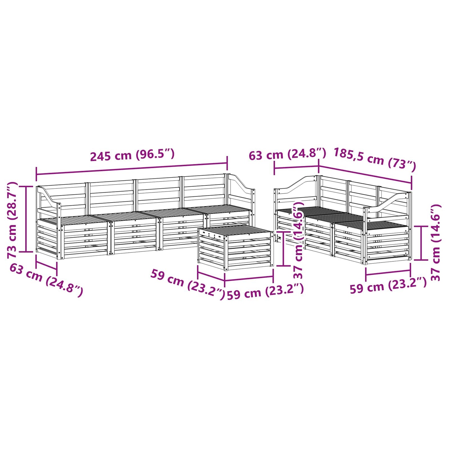 vidaXL Sofa Sets 8 pcs Natural Solid Acacia Wood