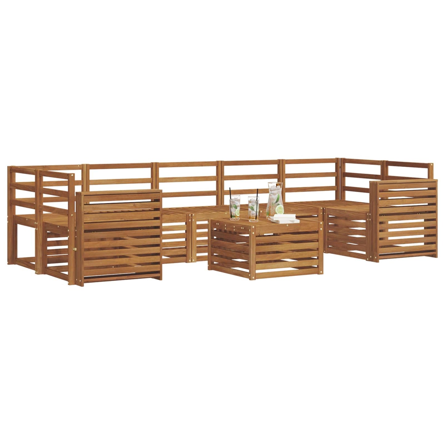 vidaXL Sofa Sets 8 pcs Natural Solid Acacia Wood