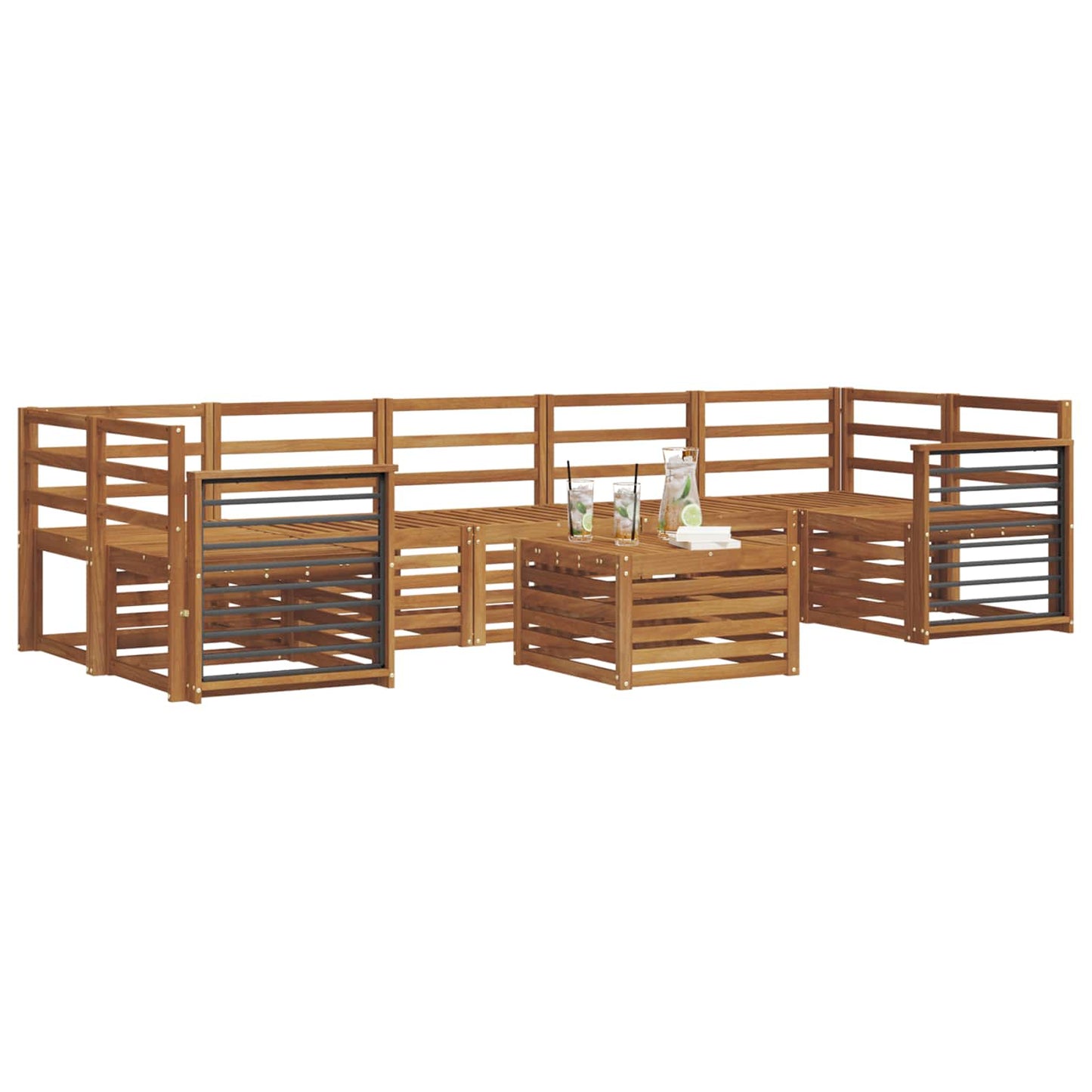 vidaXL Sofa Sets 8 pcs Natural Solid Acacia Wood