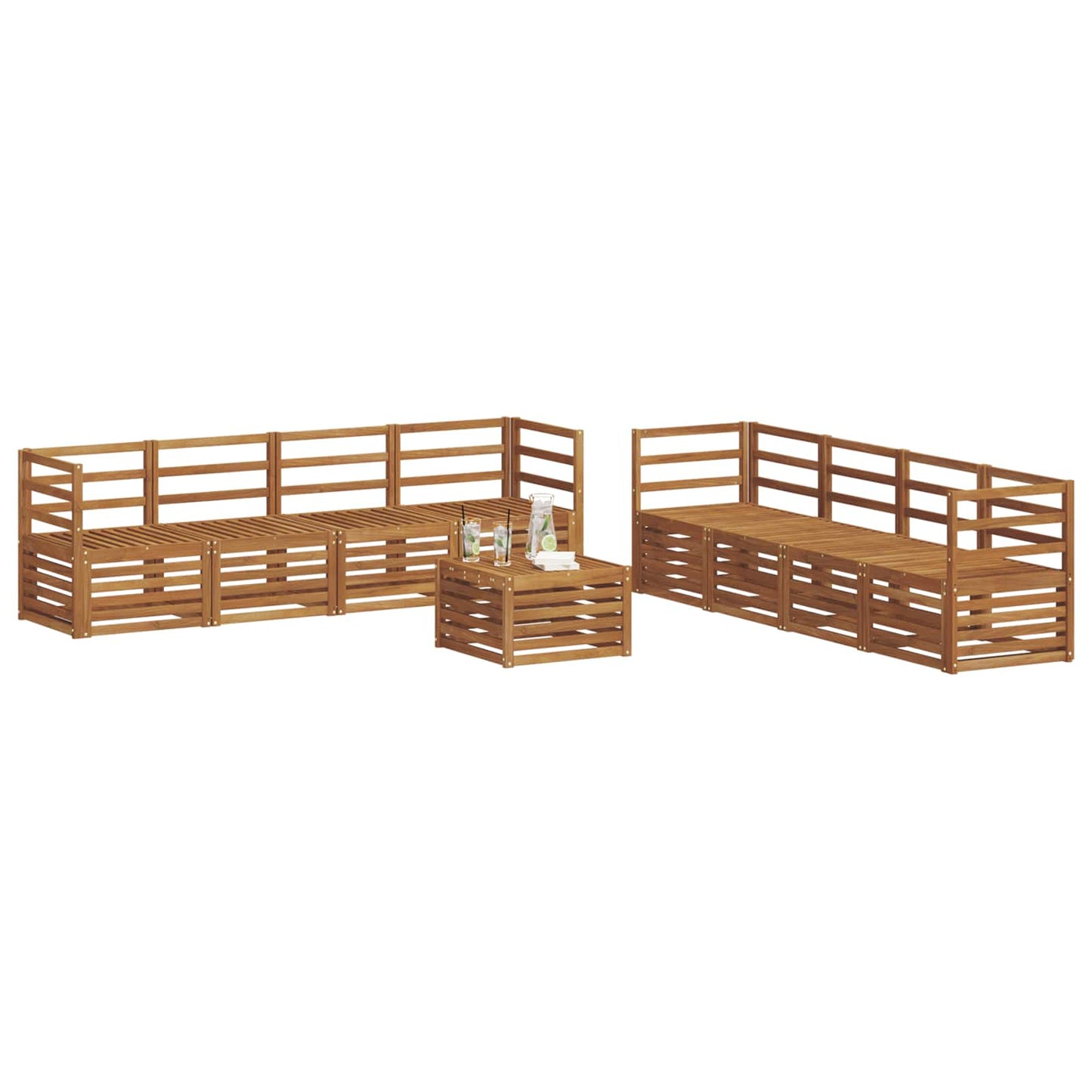 vidaXL Outdoor Sofa Set 9 pcs Natural