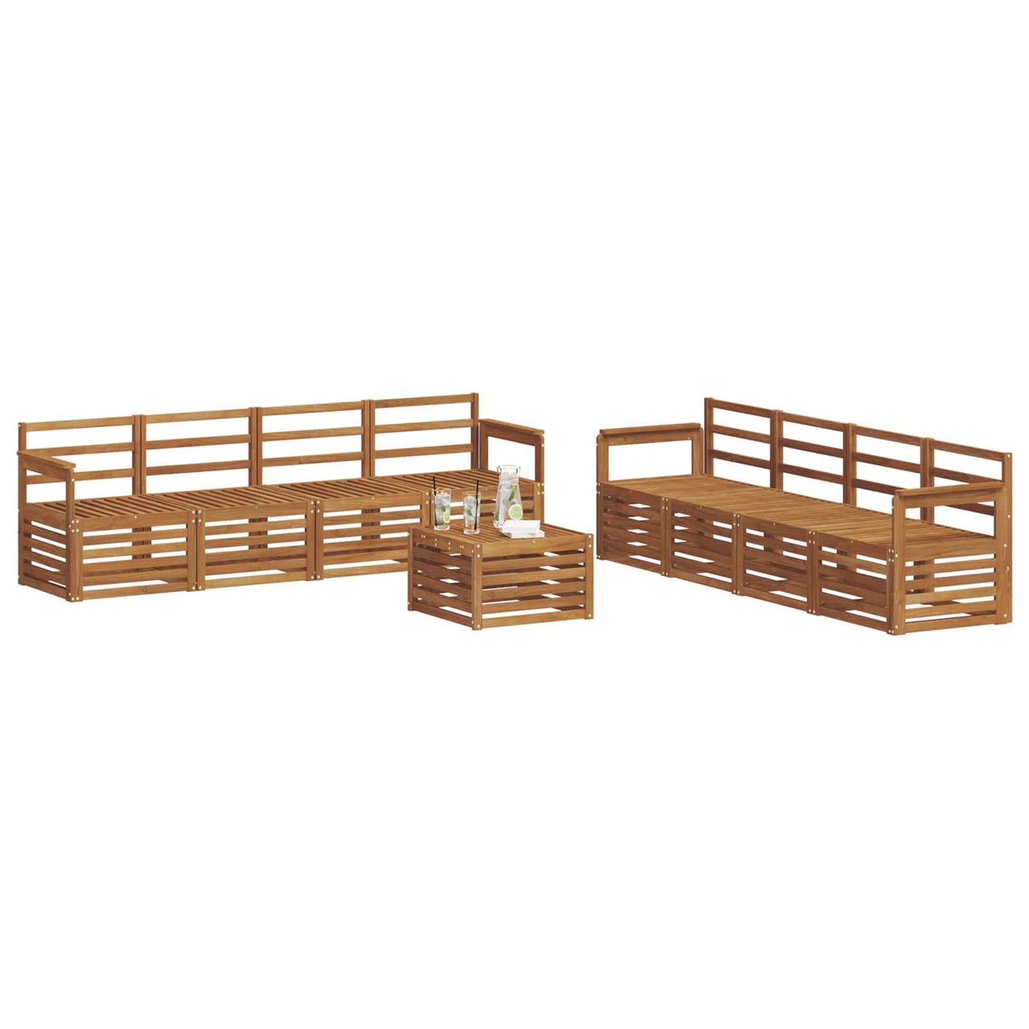 vidaXL Outdoor Sofa Set 9 pcs Natural