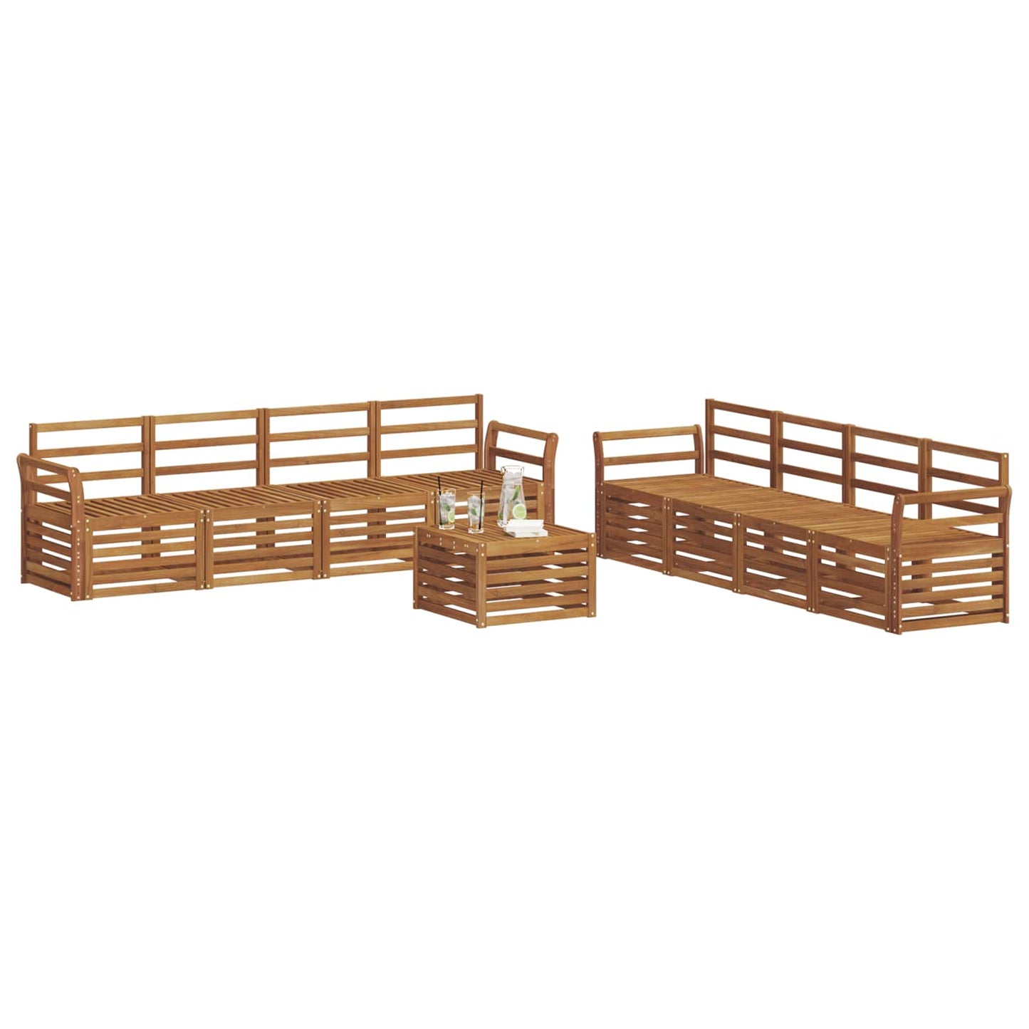 vidaXL Outdoor Sofa Set 9 pcs Natural