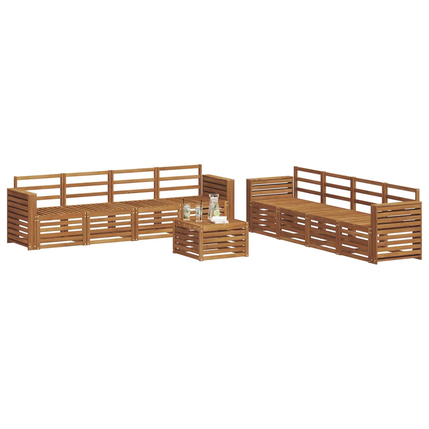 vidaXL Outdoor Sofa Set 9 pcs Natural