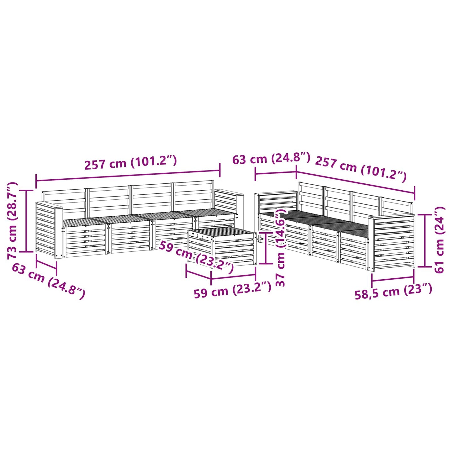 vidaXL Outdoor Sofa Set 9 pcs Natural
