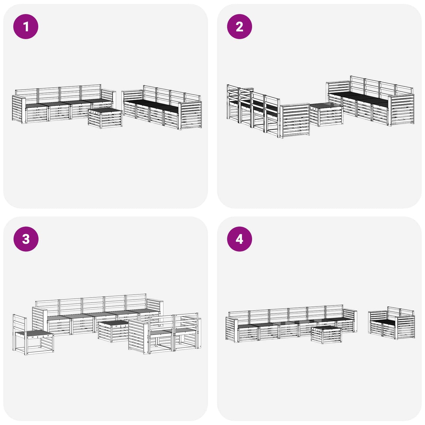 vidaXL Outdoor Sofa Set 9 pcs Natural