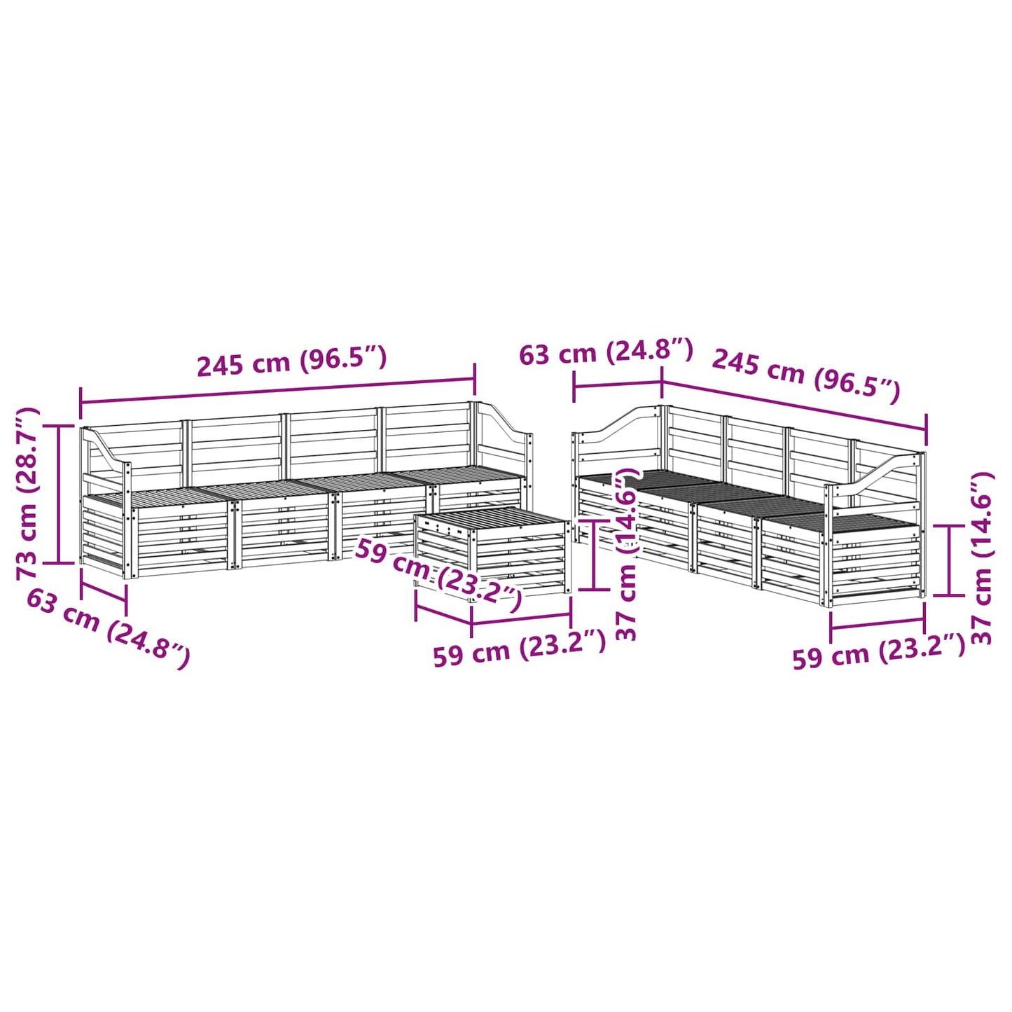 vidaXL Outdoor Sofa Set 9 pcs Natural