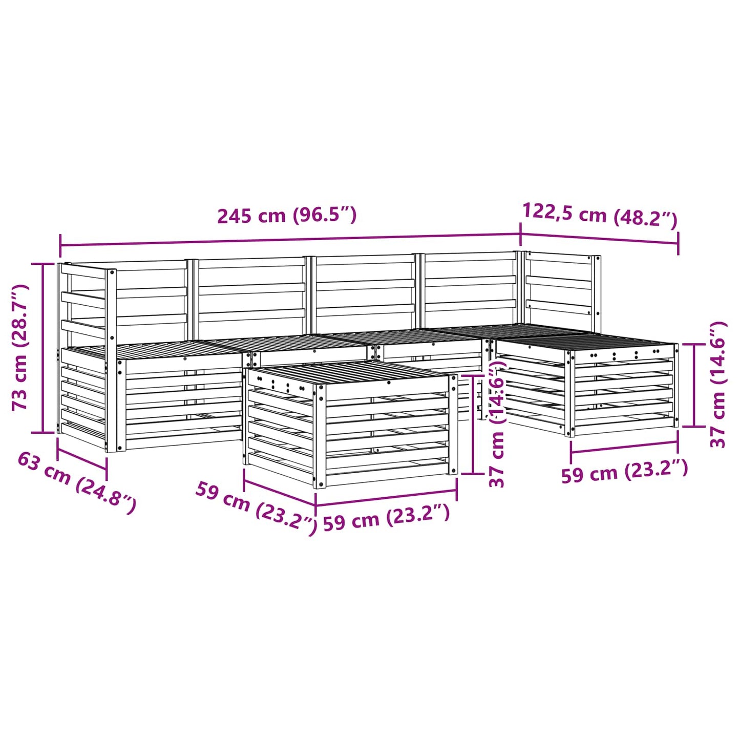 vidaXL Outdoor Sofa Set 6 pcs Natural