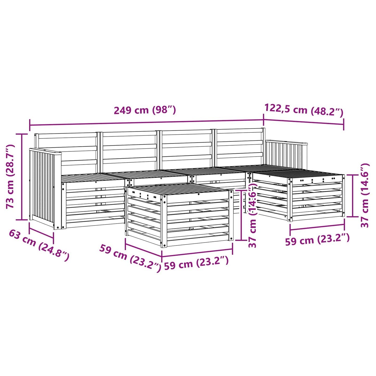 vidaXL Outdoor Sofa Set 6 pcs Natural