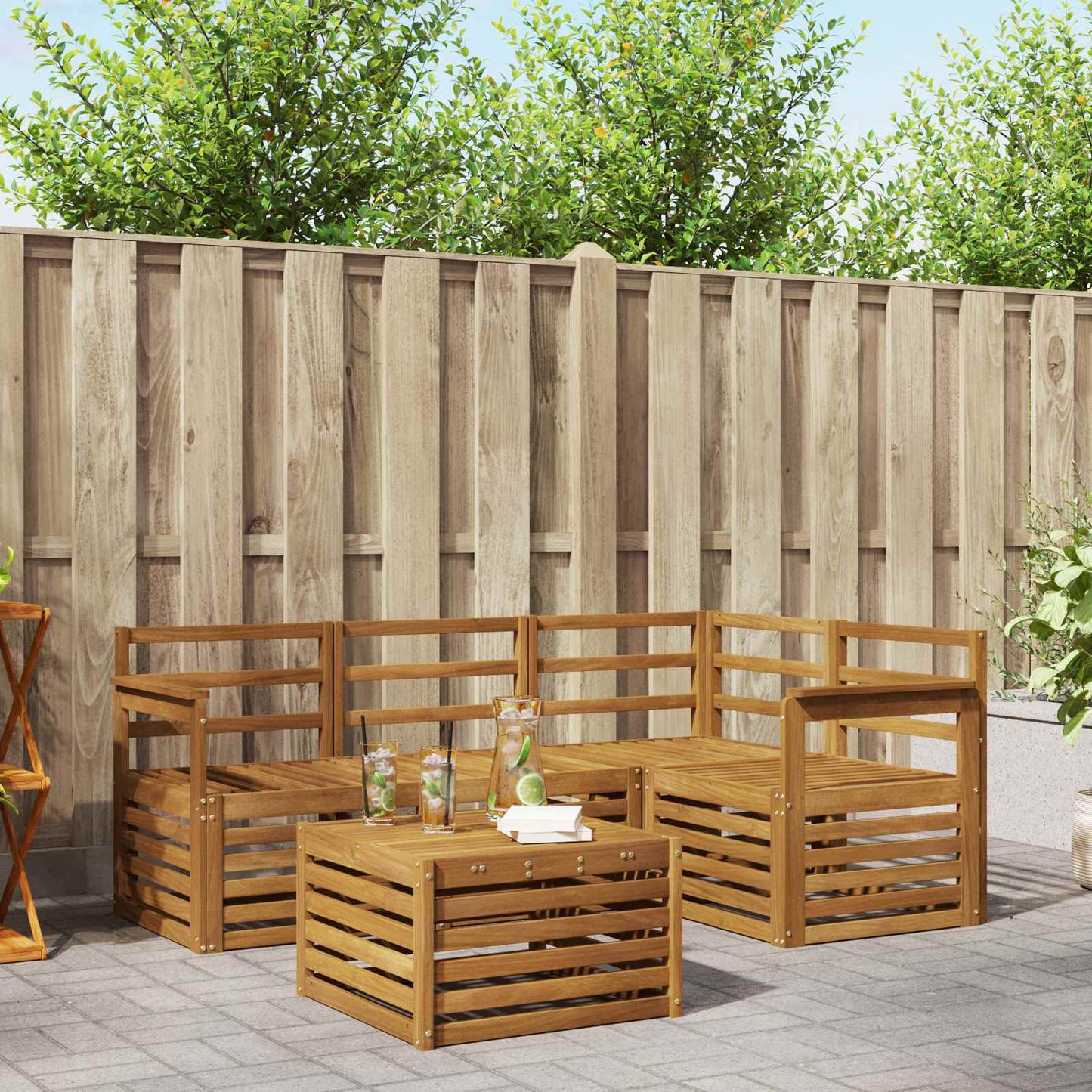 vidaXL Outdoor Sofa Set 5 pcs Natural