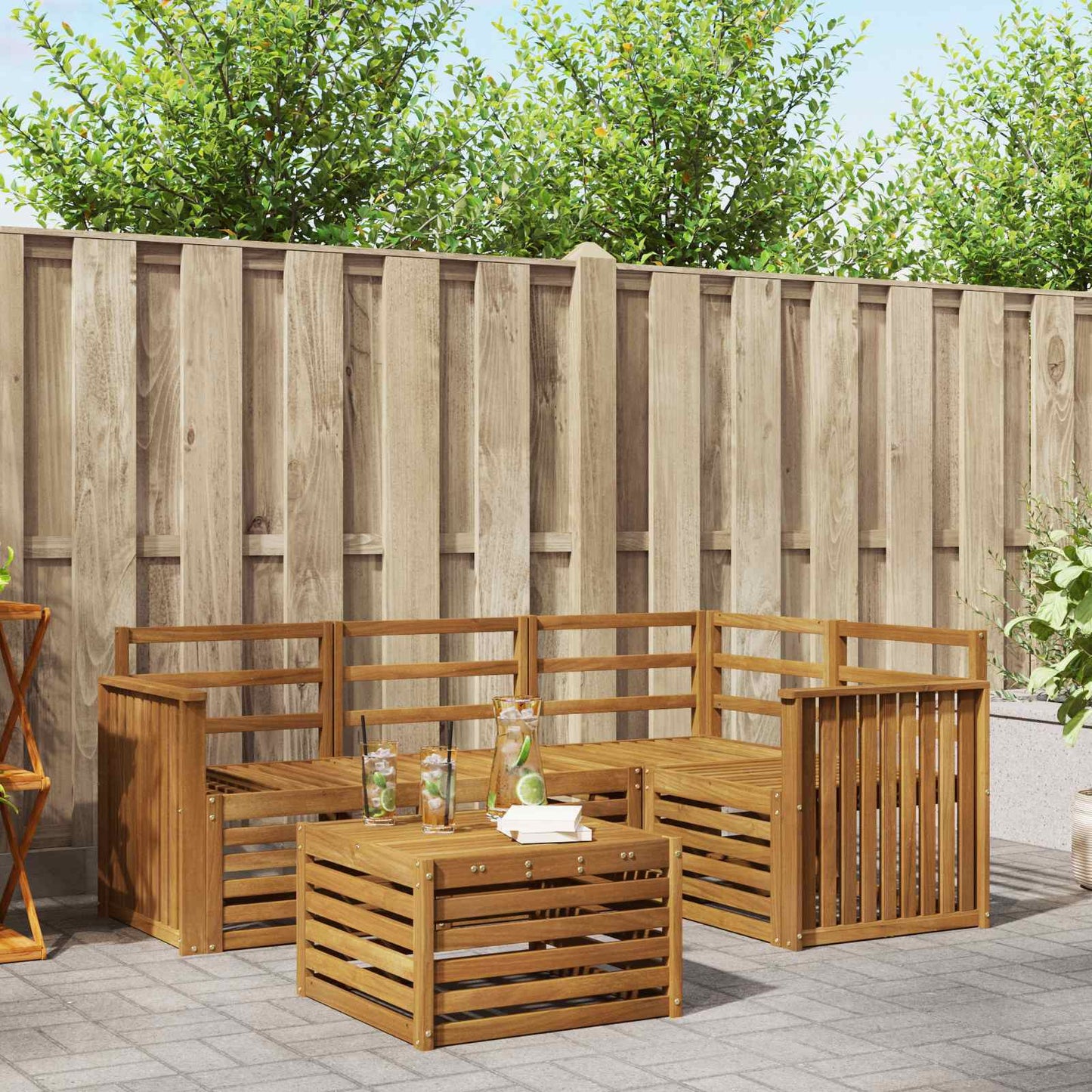 vidaXL Outdoor Sofa Set 5 pcs Natural