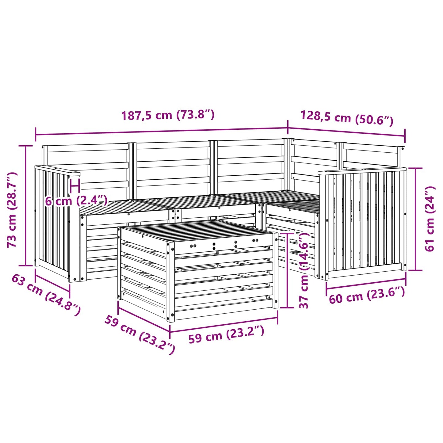 vidaXL Outdoor Sofa Set 5 pcs Natural