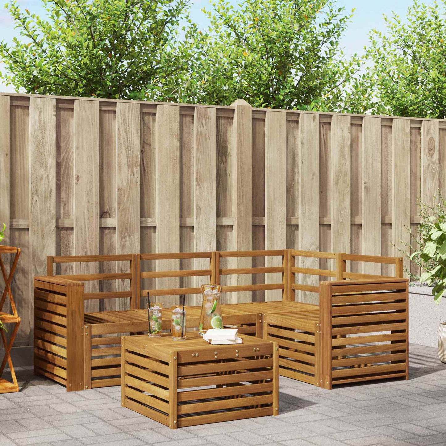 vidaXL Outdoor Sofa Set 5 pcs Natural