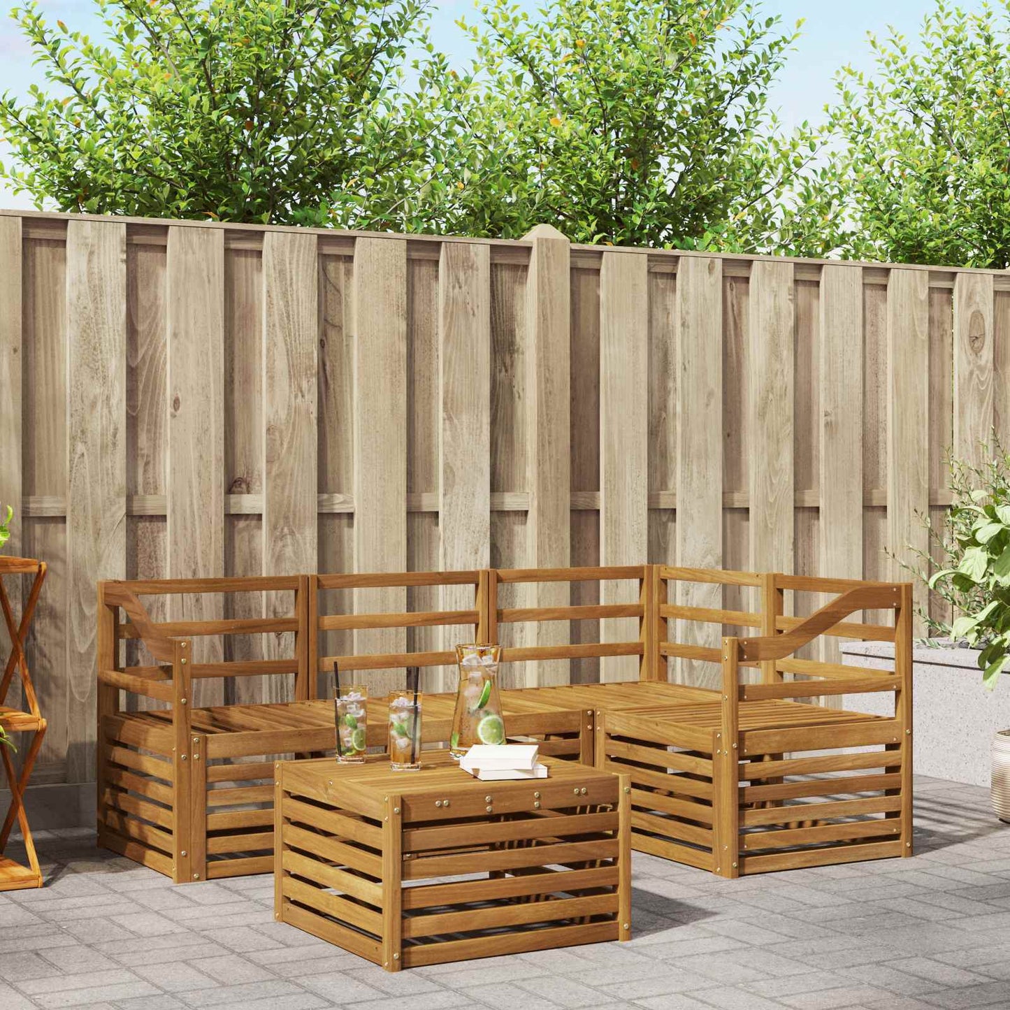 vidaXL Outdoor Sofa Set 5 pcs Natural