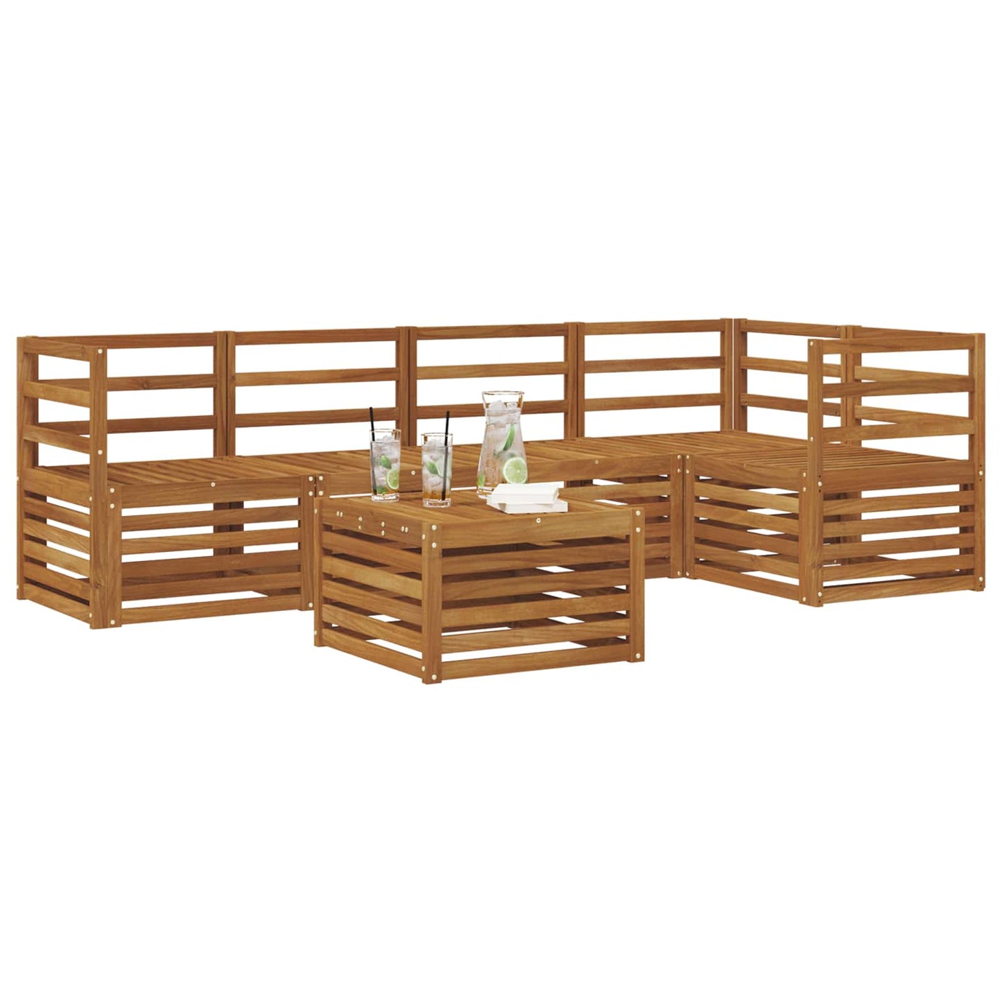 vidaXL Sectional Sofa Set 6 pcs Natural Solid Acacia Wood