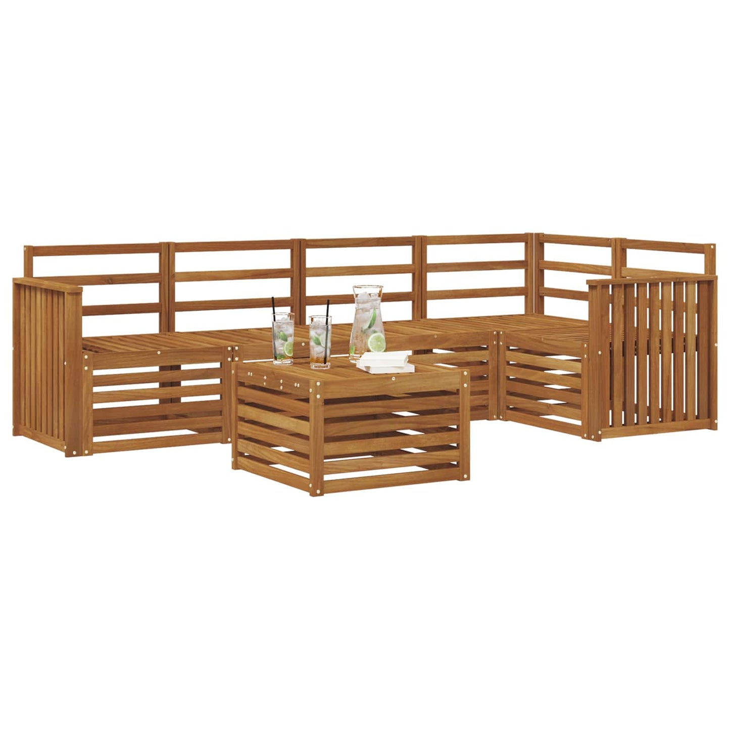 vidaXL Sectional Sofa Set 6 pcs Natural Solid Acacia Wood