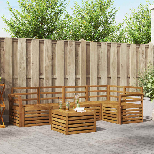 vidaXL Outdoor Sofa Set 6 pcs Natural Polyester
