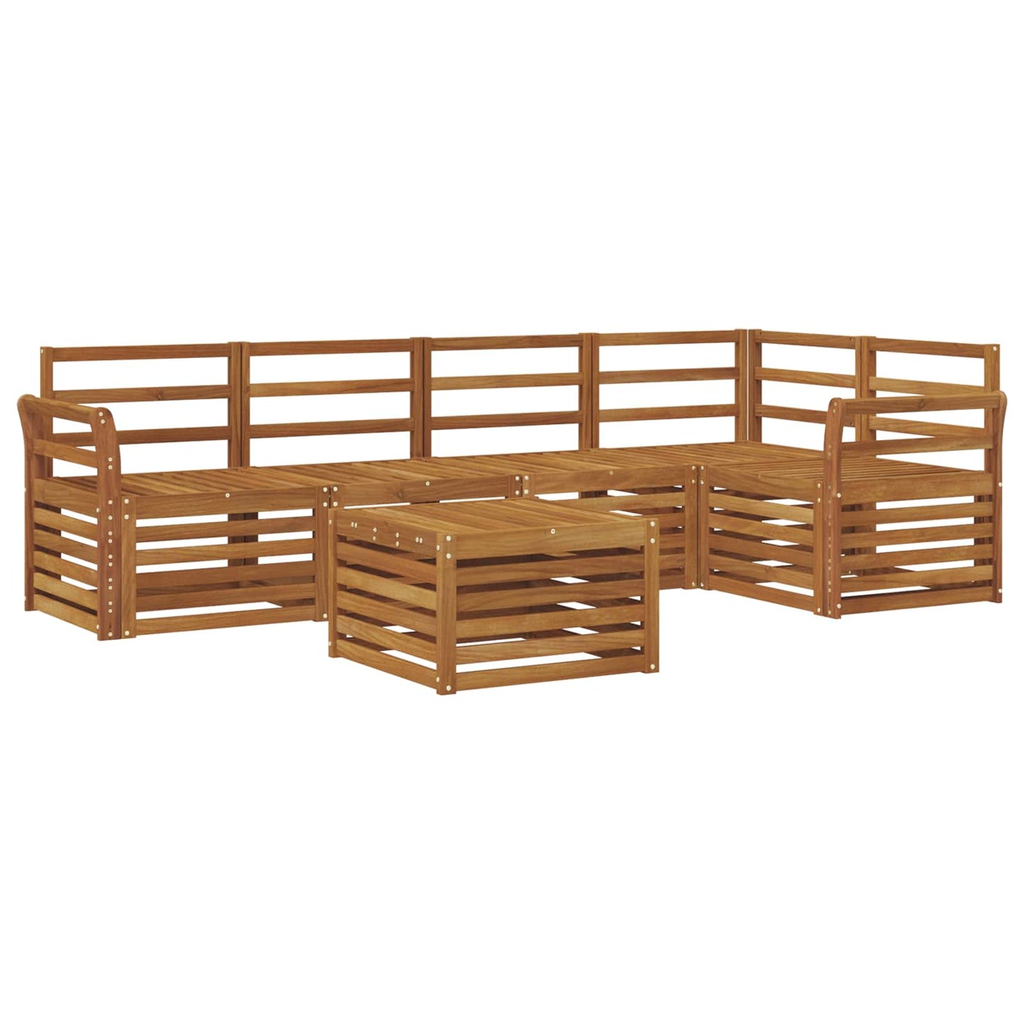 vidaXL Sectional Sofa Set 6 pcs Natural Solid Acacia Wood